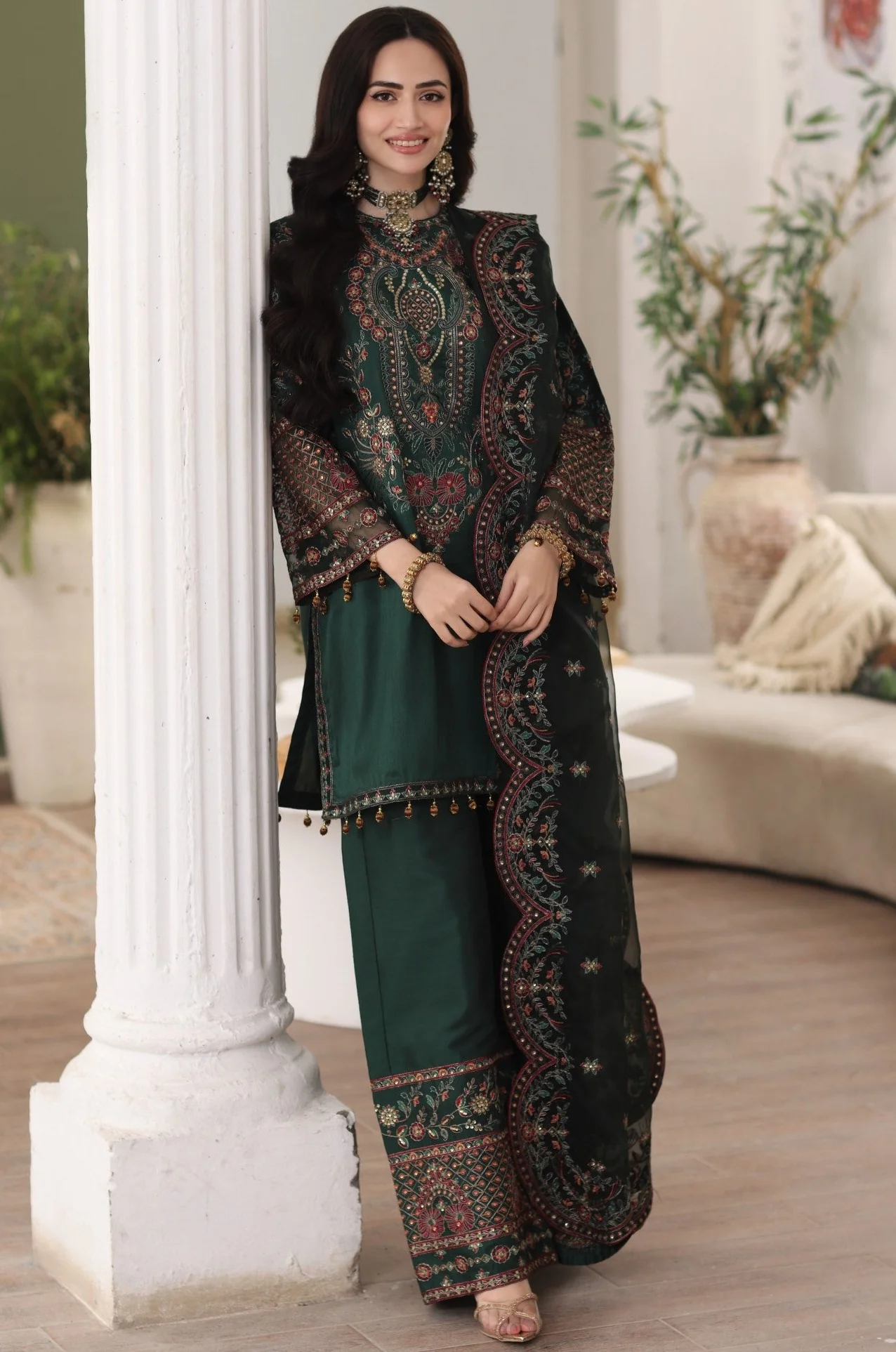 MGS-05 AMBER3Pcs Raw Silk STITCHED I UNSTITCHED - Image 3