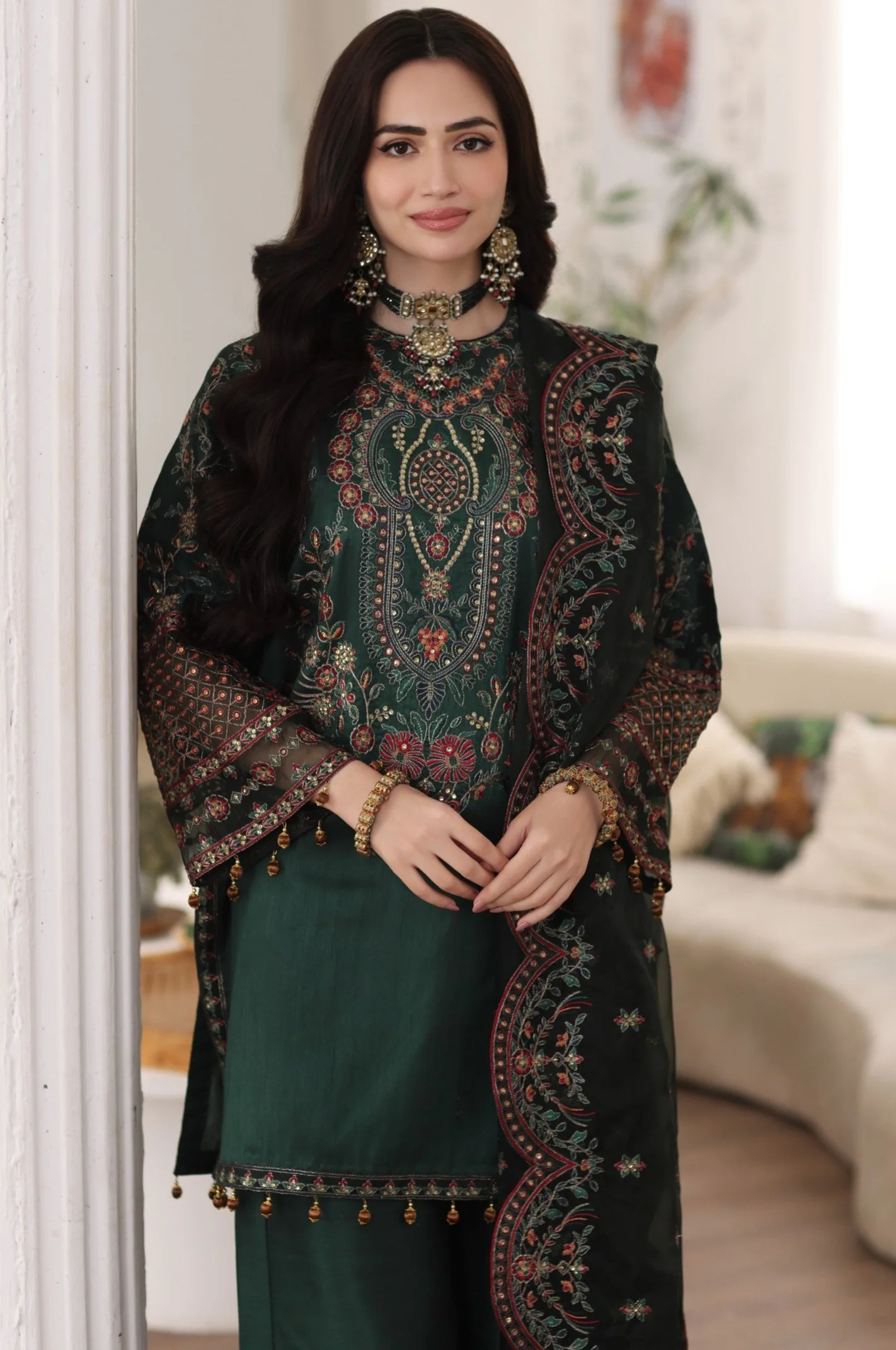 MGS-05 AMBER3Pcs Raw Silk STITCHED I UNSTITCHED - Image 4