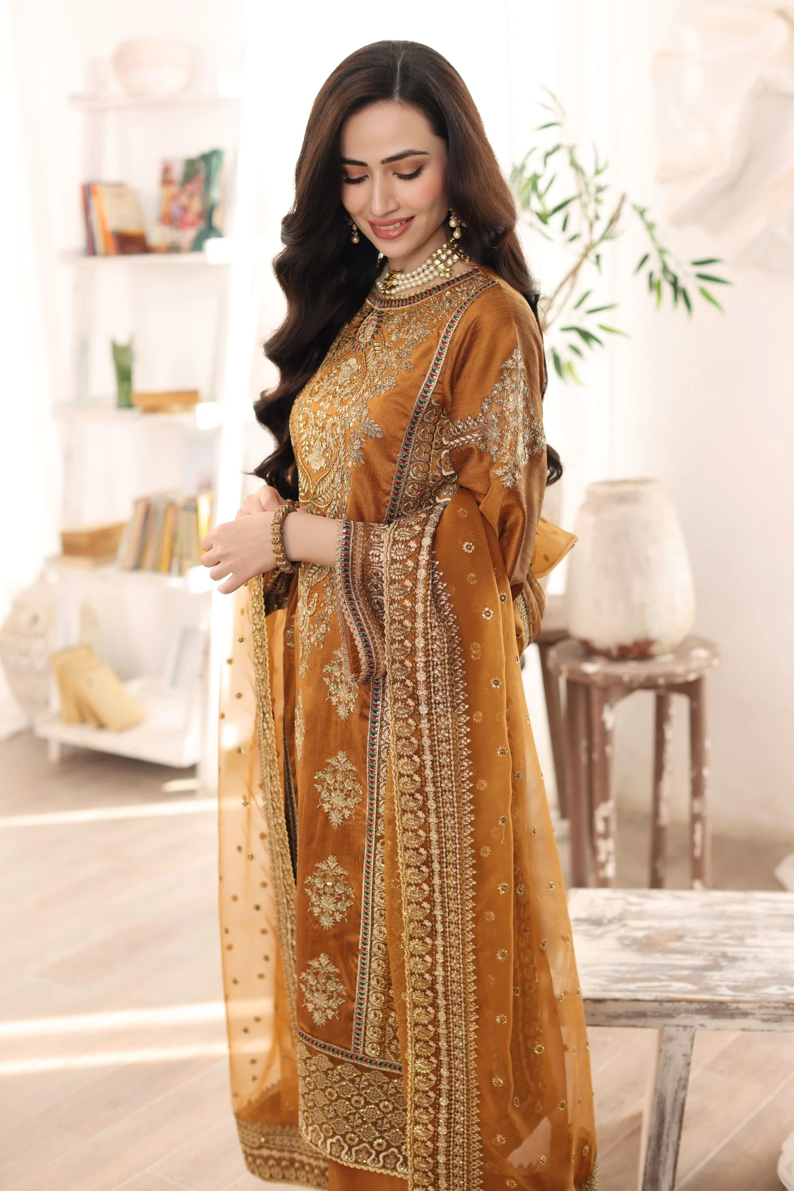 MGS-06 AABROO 3PC Raw Silk STITCHED I UNSTITCHED - Image 3