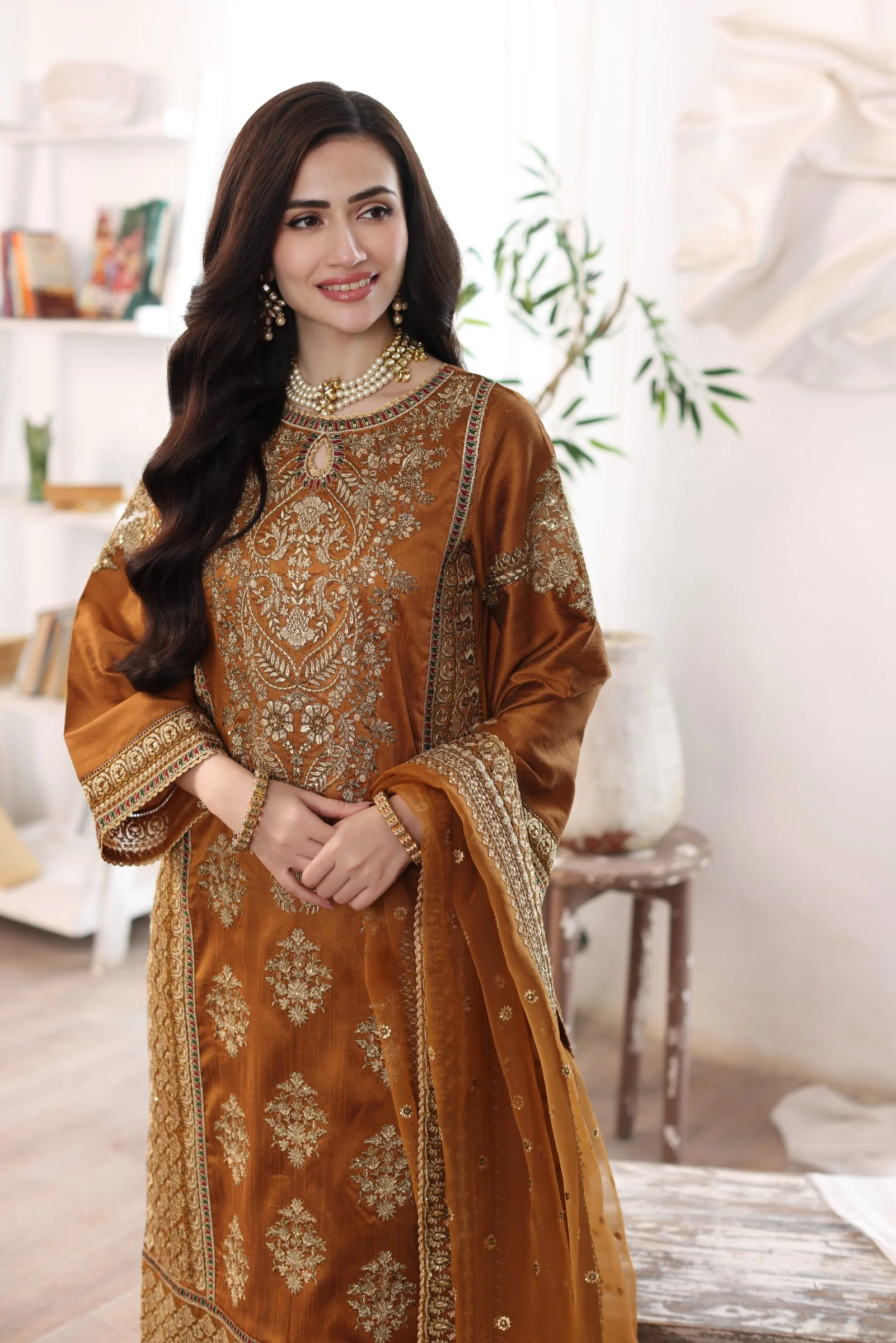 MGS-06 AABROO 3PC Raw Silk STITCHED I UNSTITCHED - Image 4