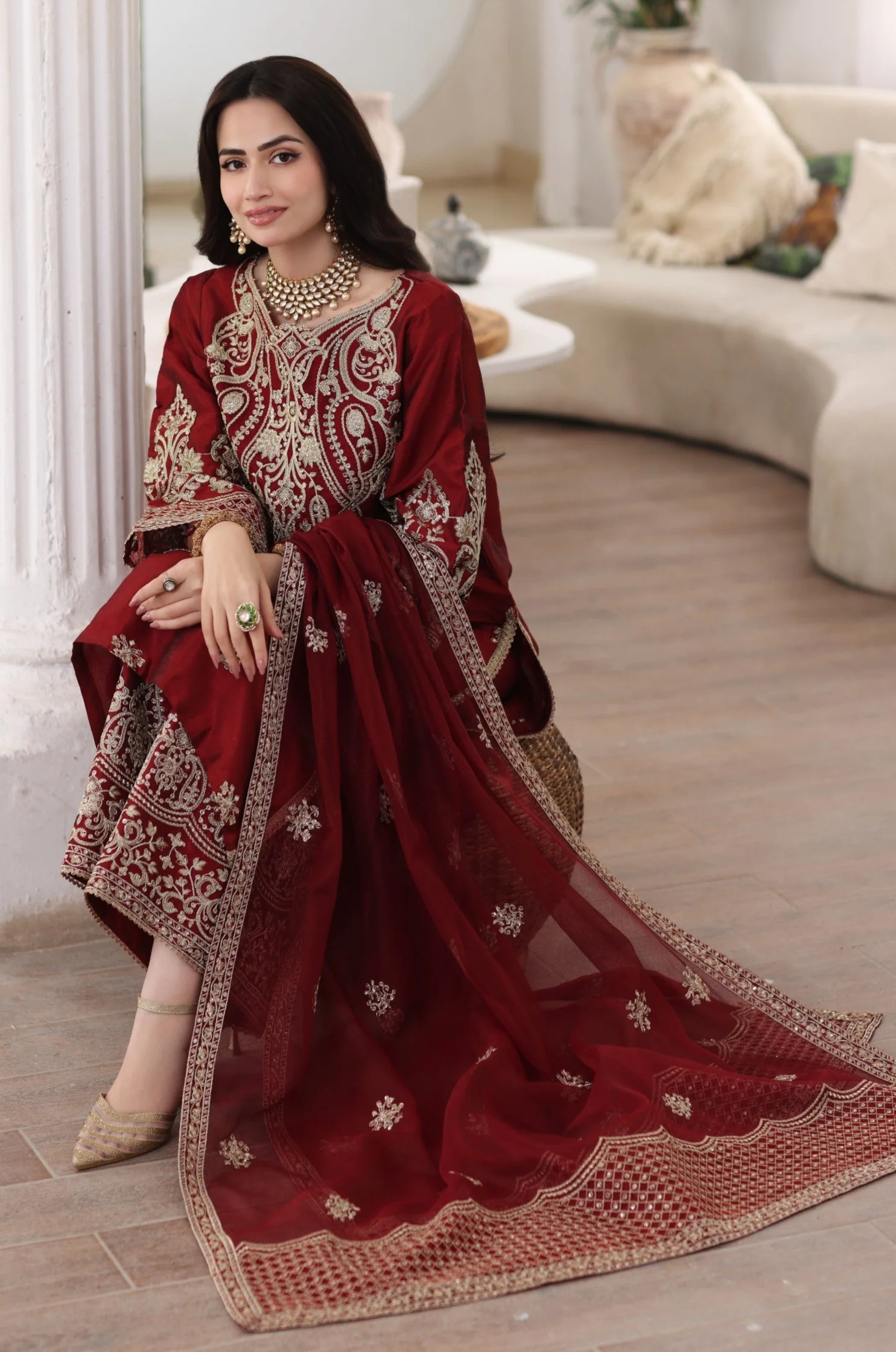 MGS-08 ANARKALI 3Pcs Raw Silk STITCHED - Image 3