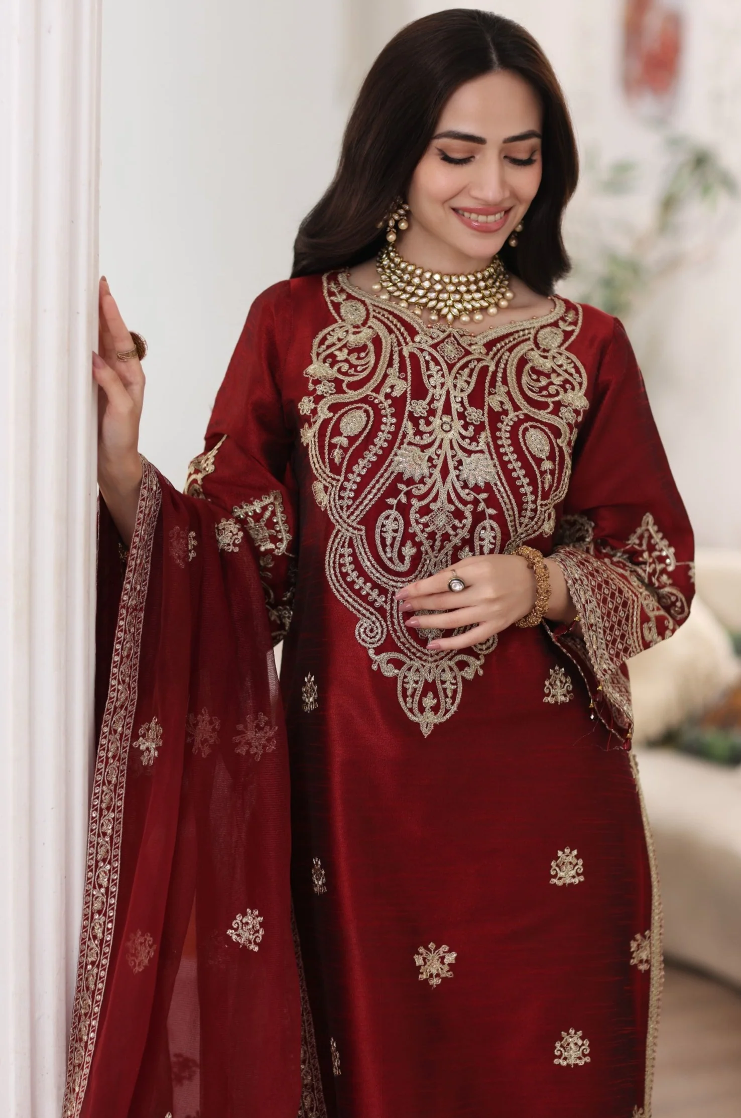 MGS-08 ANARKALI 3Pcs Raw Silk STITCHED - Image 6